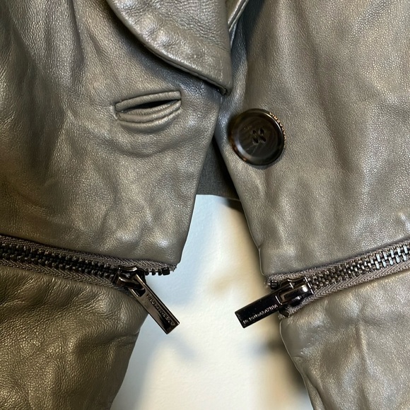 BCBGMAXAZRIA Gray Cropped Leather Jacket - Picture 3 of 5